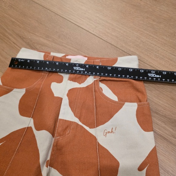 Lisa Says Gah Robyn Cow Print Jeans Brown Cream Wide Leg High Rise Size 26 - Picture 7 of 12